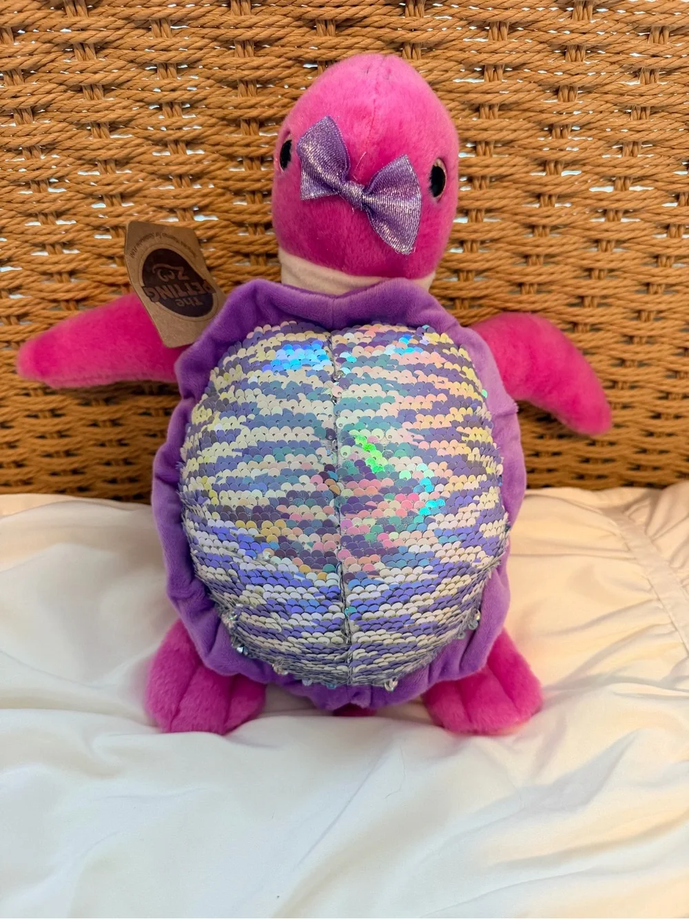 Plush Pink & Purple Sequin Turtle Stuffed Animal Toy